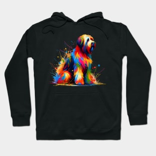 Colorful Abstract Briard in Vibrant Splash Art Style Hoodie